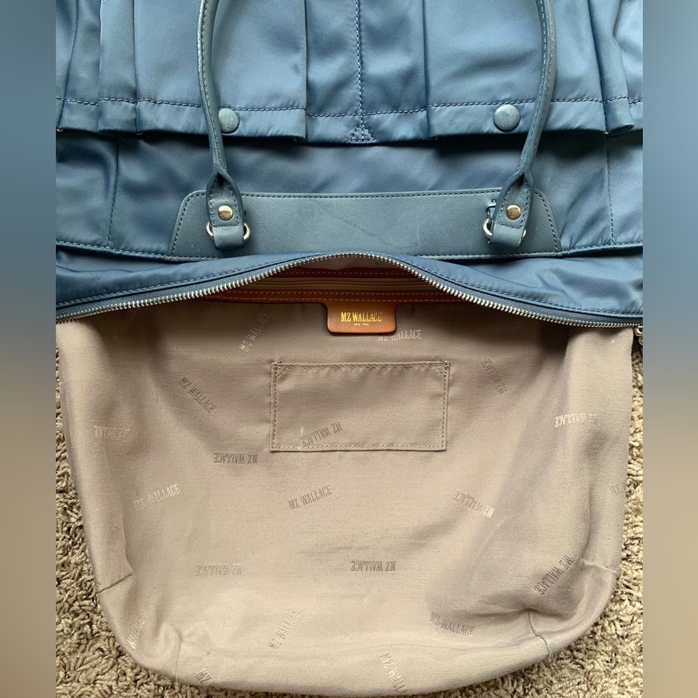 MZ WALLACE Mayfair Beaford Moonstone Blue Tote Multiple Pockets & Zipper Used - Picture 6 of 17